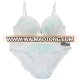 Top Selling PLUS New Design Ladies Underwear BrightWhite see through Mesh Contrast Embroidery Lace Padded Bra Thong Panty Set